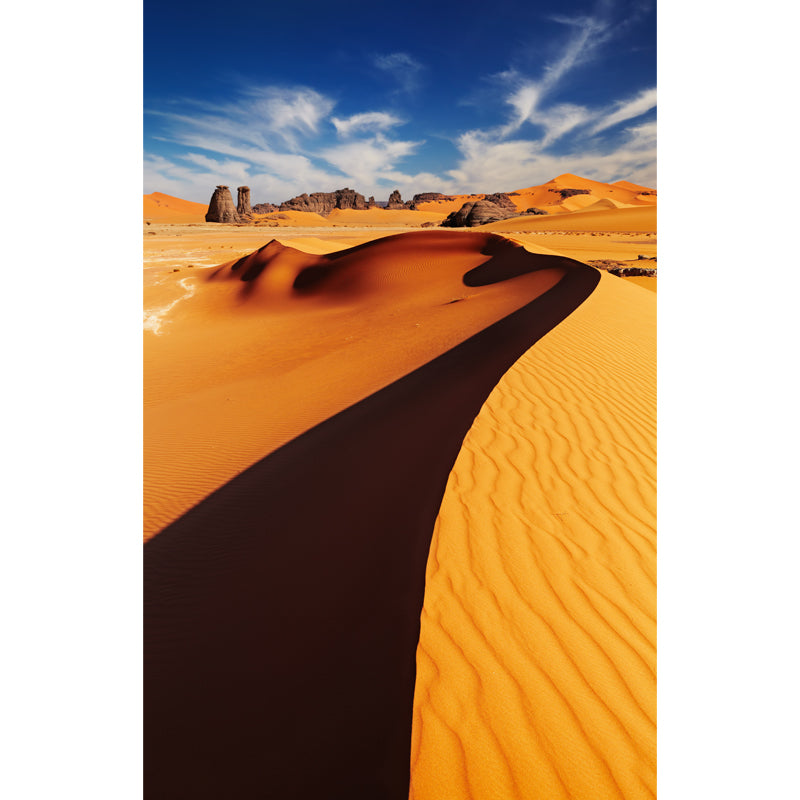 Yellow Modernist Wall Mural Decal Big Sand and Rock Desert Wall Covering for Home