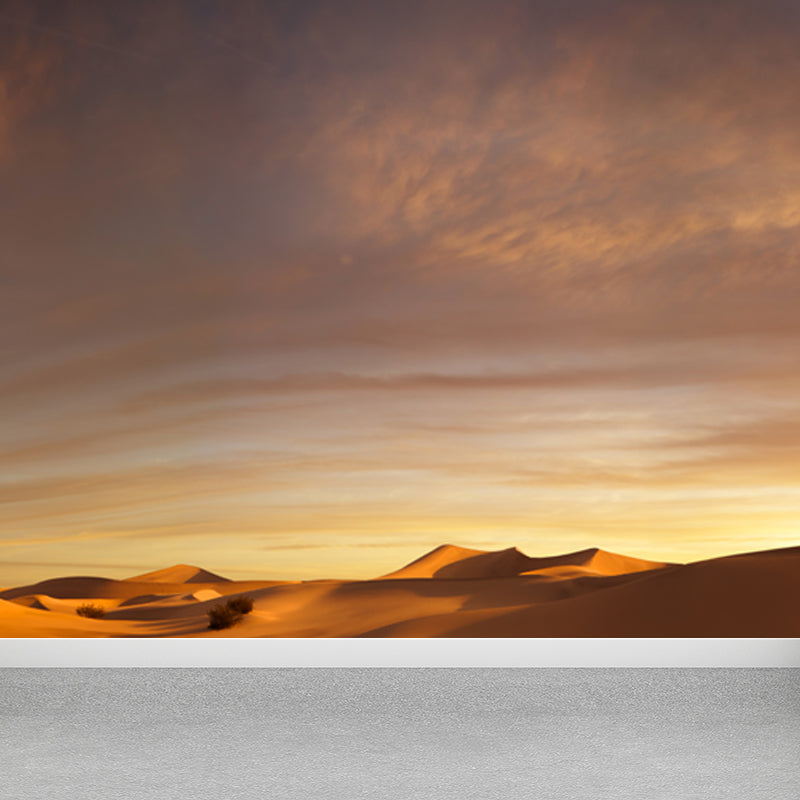 Non-Woven Yellow Whole Mural Modern Desert Dune and Nightfall Sky Scenery Wall Decor, Custom Size