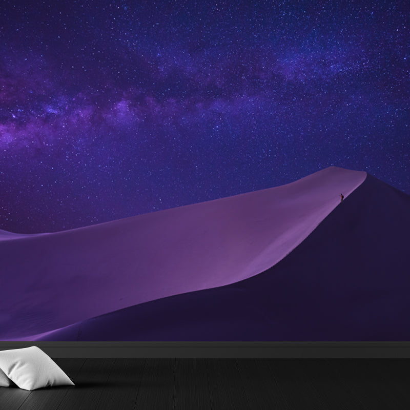 Dune and Starry Night Mural Wallpaper Purple Modern Romantic Wall Art for Living Room