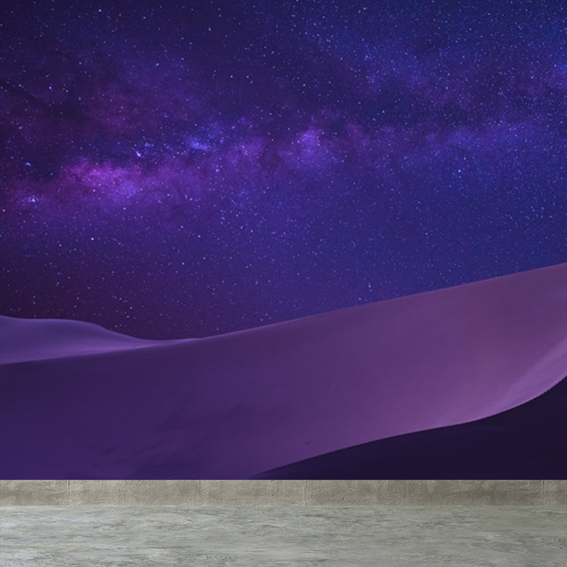 Dune and Starry Night Mural Wallpaper Purple Modern Romantic Wall Art for Living Room