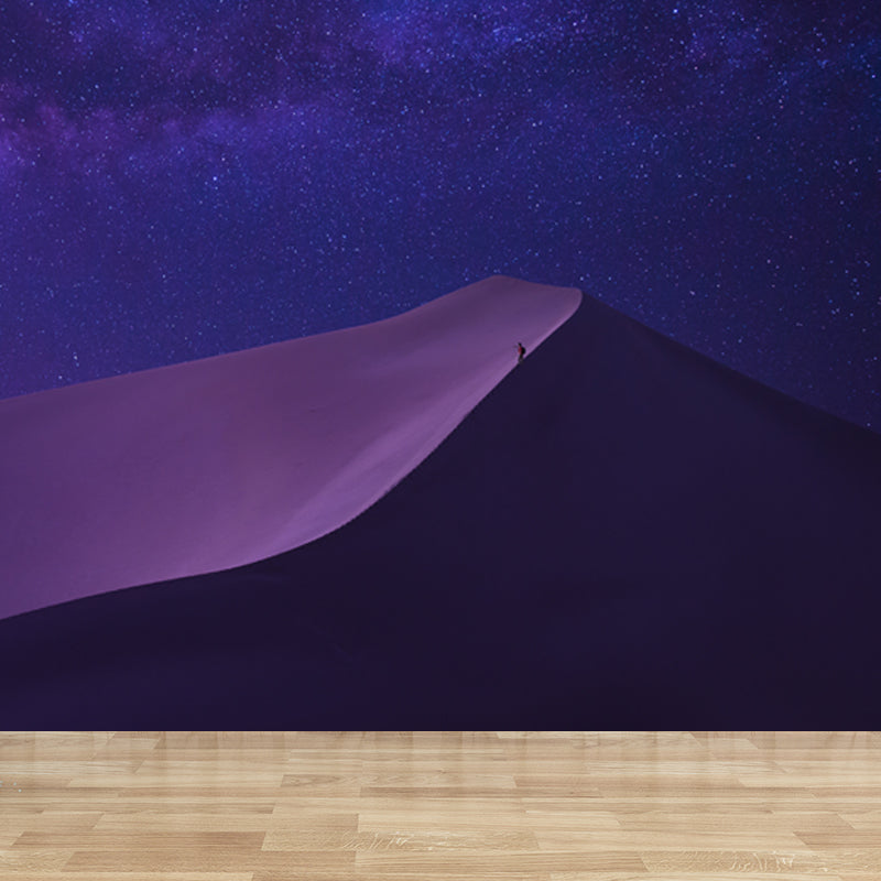 Dune and Starry Night Mural Wallpaper Purple Modern Romantic Wall Art for Living Room