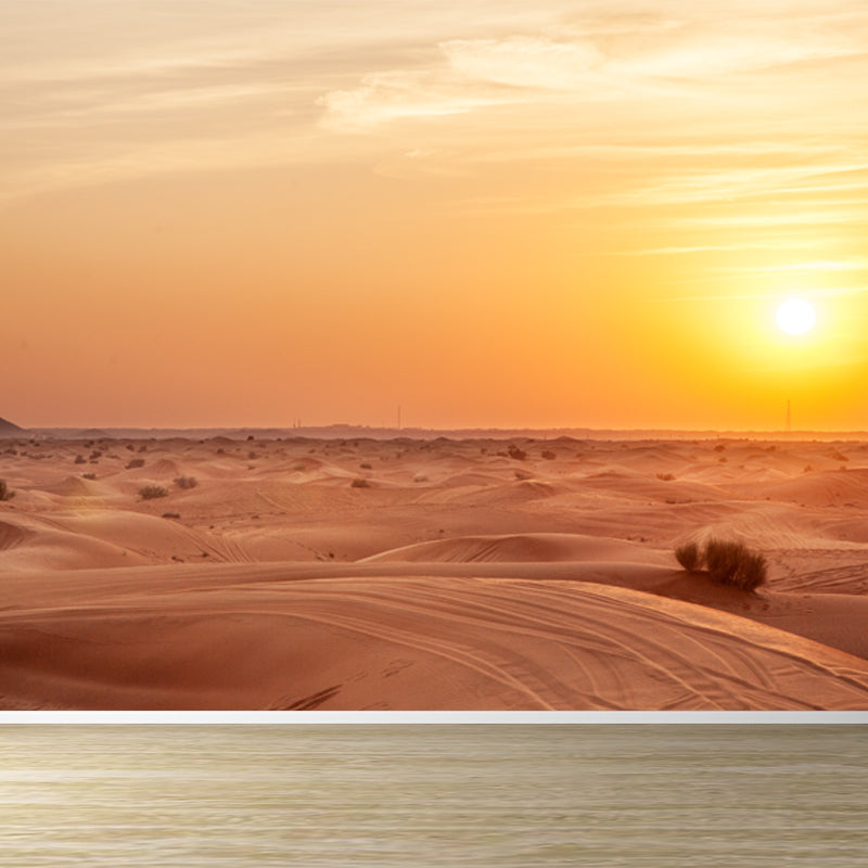 Enormous Sunset Dunes Wall Mural for Living Room, Yellow, Personalized Size Available