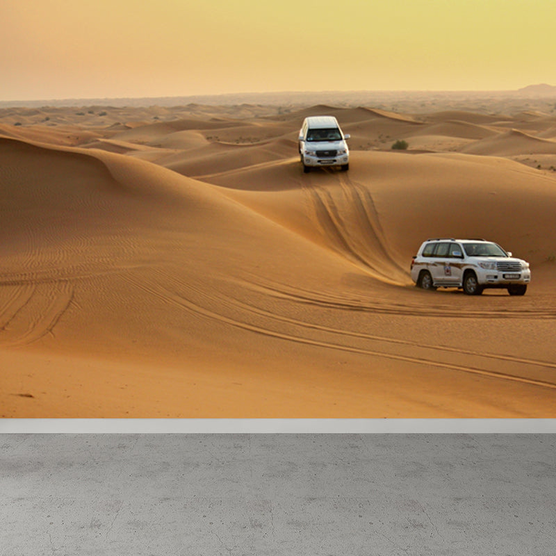 Desert Driving Adventure Mural Wallpaper Modern Moisture Resistant Boys Room Wall Art, Custom