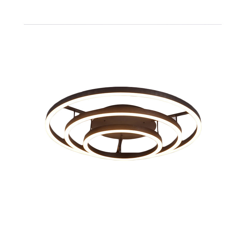 3/4 anneaux LED Flush plafonnier Light Contemporain acrylique LED Café Flushmount lampe en lumière blanche
