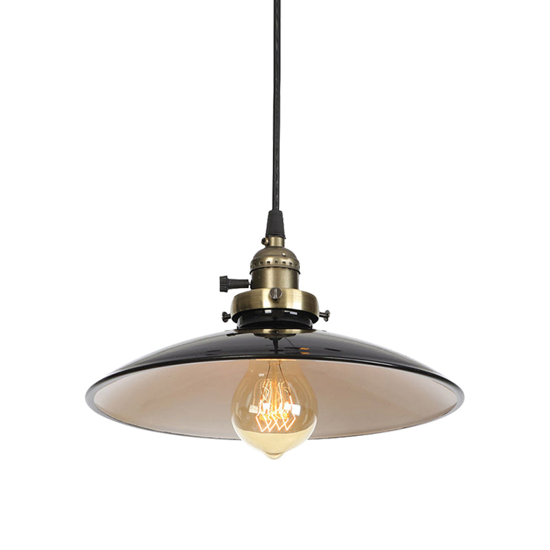 1/2-Pack-Untertasse Bauernhaus Decke Anhänger Vintage Stylish Eisen 1 Kopf schwarz/rotes hängendes Licht mit verstellbarem Kabel