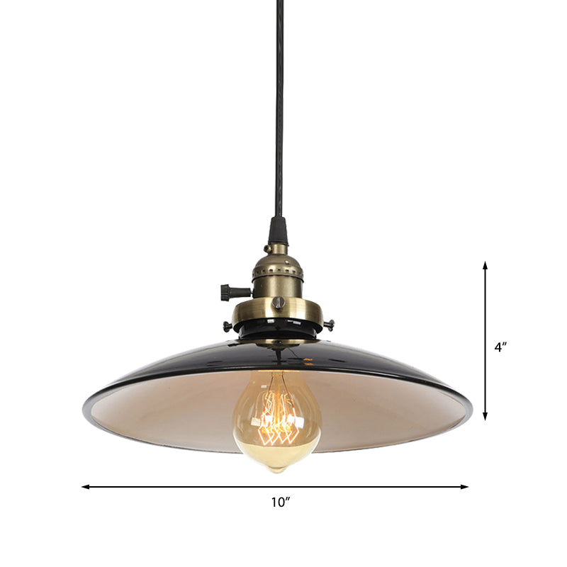 1/2-Pack-Untertasse Bauernhaus Decke Anhänger Vintage Stylish Eisen 1 Kopf schwarz/rotes hängendes Licht mit verstellbarem Kabel