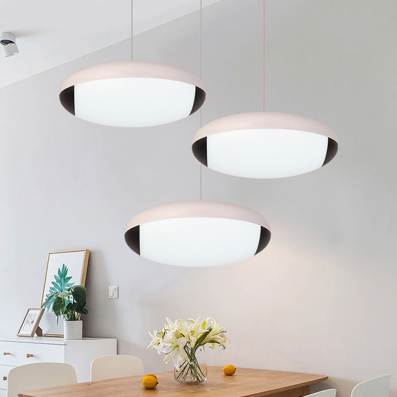 Éclairage de plafond elliptique blanc Simplicité LED Pendu en métal LED Prix pour salle à manger