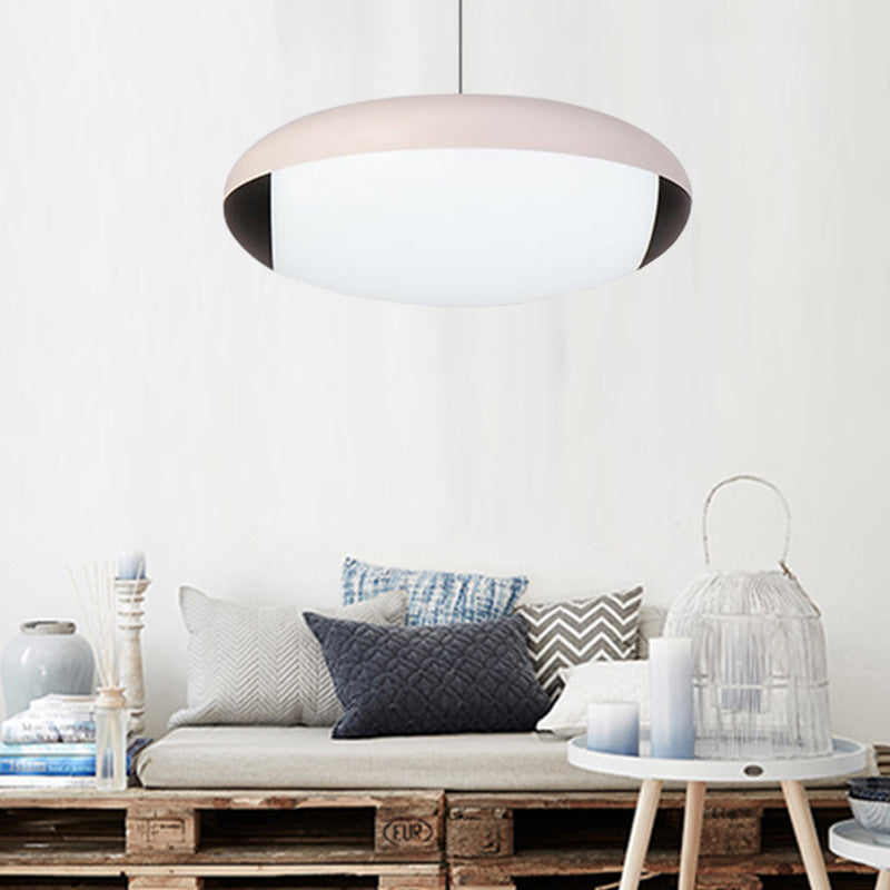 Éclairage de plafond elliptique blanc Simplicité LED Pendu en métal LED Prix pour salle à manger