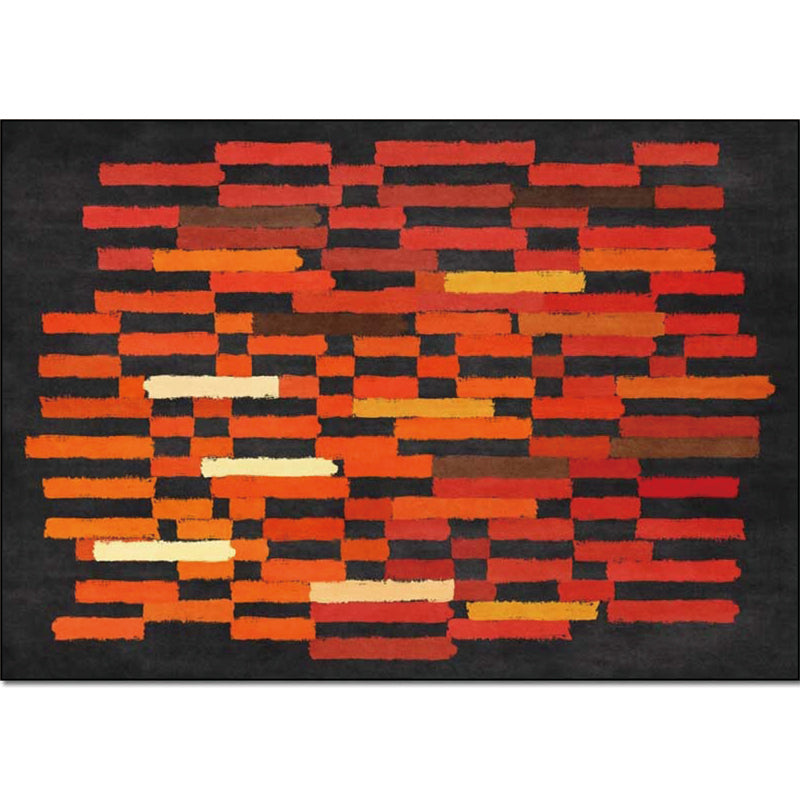 Black and Red Modern Rug Polyester Brushstroke Pattern Rug Washable Non-Slip Backing Carpet for Living Room
