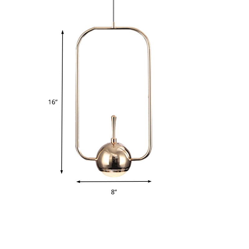 Rectangulaire / triangulaire / circulaire Cadre de fil Plafond Pendant Métal contemporain 1 Light Chrome / Gol Pendant Lightture pour chambre à coucher