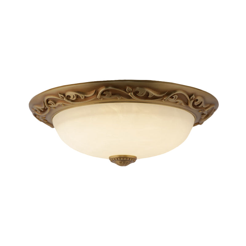 Farmhouse Dome Shape Ceiling Lamp 12"/16"/21.5" Wide 4/3/2 Lights Opaline Glass Flush Mount Lighting in Brass
