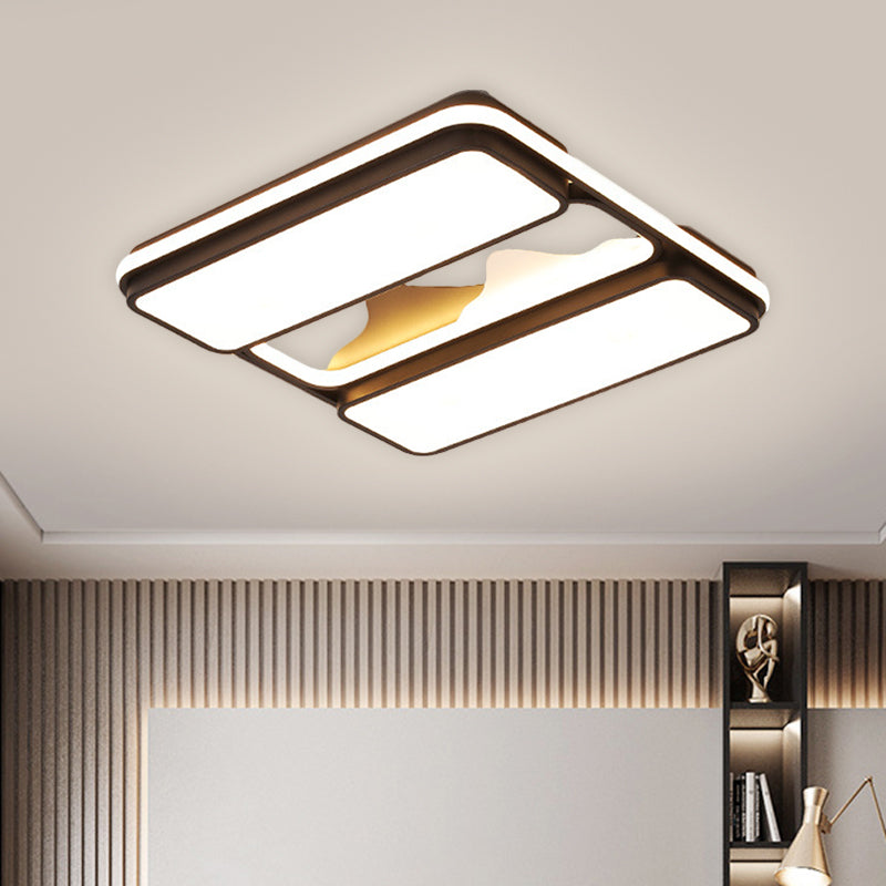 Acrylic Rectangle Ceiling Flush Modernist LED Black Flush Mount Lighting in Warm/White Light, 16.5"/20.5"/35.5" Wide