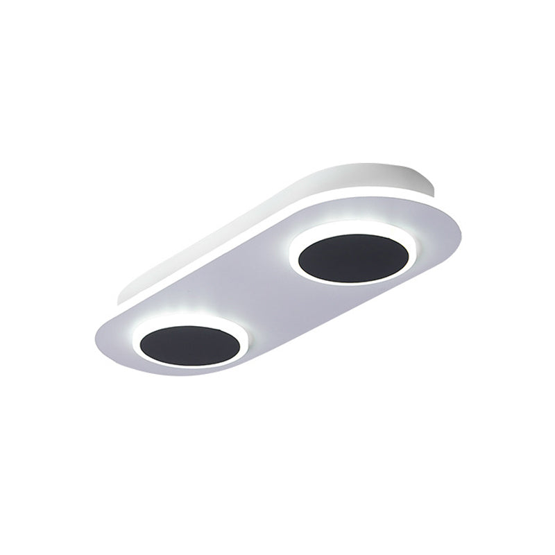 Minimalist LED Flush Mount Lamp White Oval and Round Ceiling Fixture with Acrylic Shade in Warm/White Light, 18"/25.5" Width