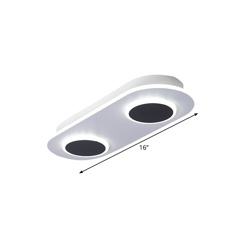 Minimalist LED Flush Mount Lamp White Oval and Round Ceiling Fixture with Acrylic Shade in Warm/White Light, 18"/25.5" Width