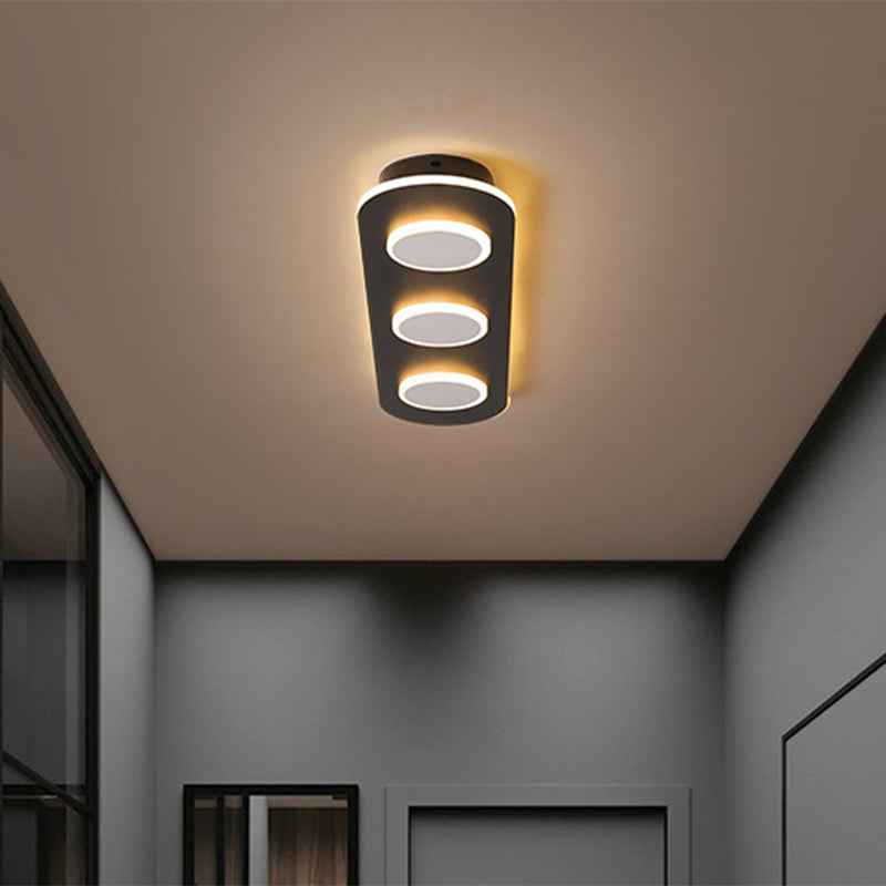 Minimalist LED Flush Mount Lamp White Oval and Round Ceiling Fixture with Acrylic Shade in Warm/White Light, 18"/25.5" Width