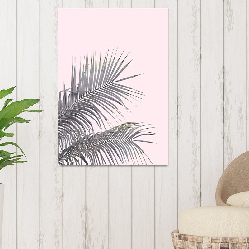 Toile murale avec plantes tropicales, décoration murale multi-pièces aux couleurs douces pour le salon