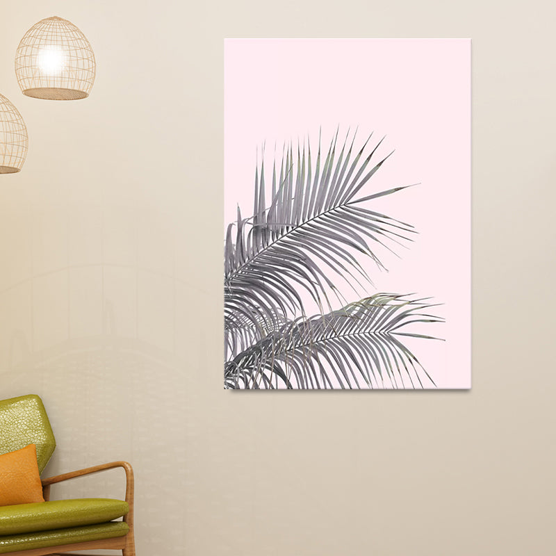 Toile murale avec plantes tropicales, décoration murale multi-pièces aux couleurs douces pour le salon
