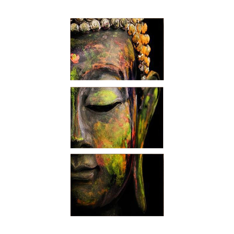 Buddha Painting Canvas Wall Art for Home Religious Wall Decor in Yellow, Multi-Piece