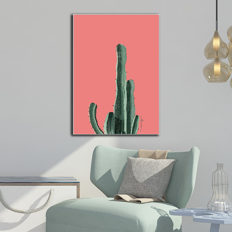 Tropix Plante Cactus Toile Couleur Pastel Texturée Décoration Murale pour Salon