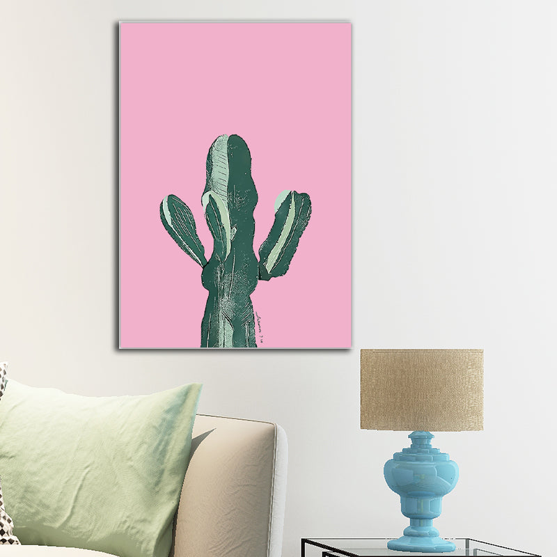 Tropix Plante Cactus Toile Couleur Pastel Texturée Décoration Murale pour Salon