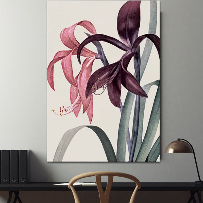 Still Life Flowers Painting Canvas Print Modern Textured Wall Art for Girls Room