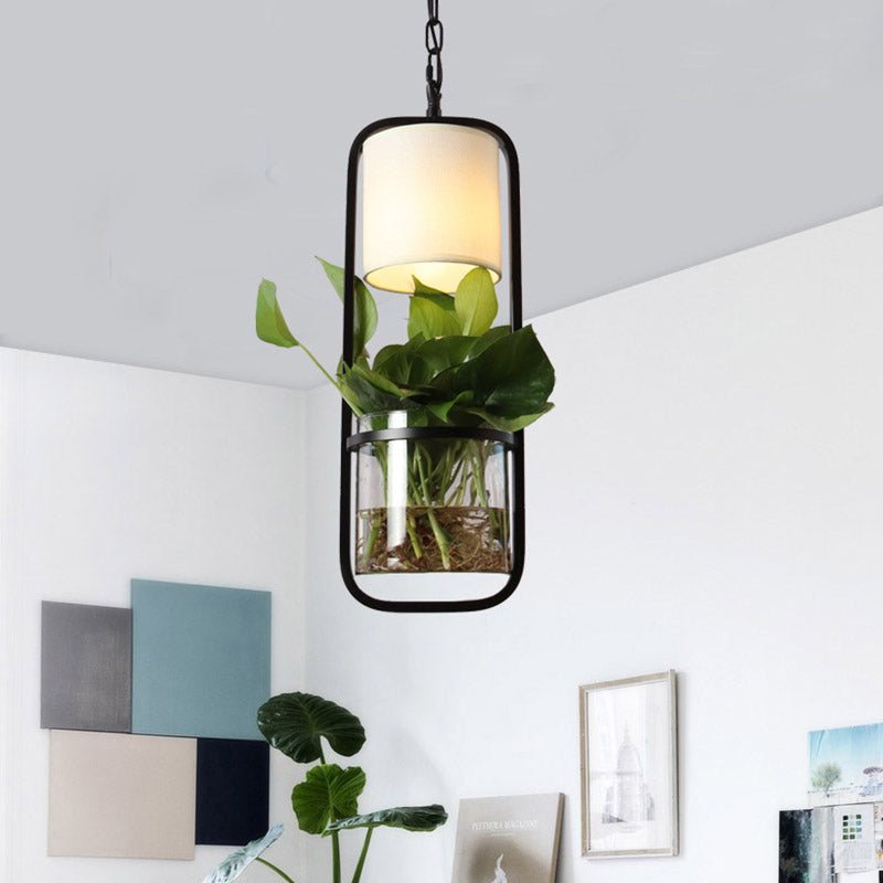 Metal Black Down Lighting Pendant Rectangular 1 Head Industrial LED Hanging Lamp for Restaurant