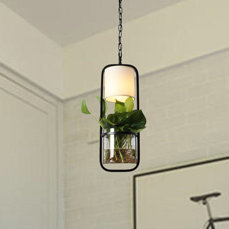 Metal Black Down Lighting Pendant Rectangular 1 Head Industrial LED Hanging Lamp for Restaurant