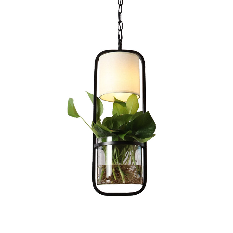 Metal Black Down Lighting Pendant Rectangular 1 Head Industrial LED Hanging Lamp for Restaurant