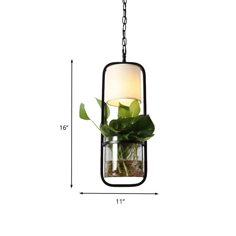Metal Black Down Lighting Pendant Rectangular 1 Head Industrial LED Hanging Lamp for Restaurant