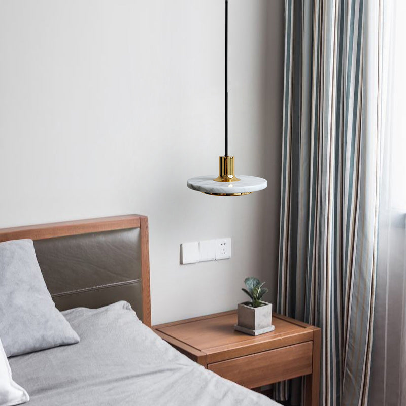 Disk Shape Metal Ceiling Pendant Fixture Modern LED Gold/Black Hanging Lighting Kit for Bedroom