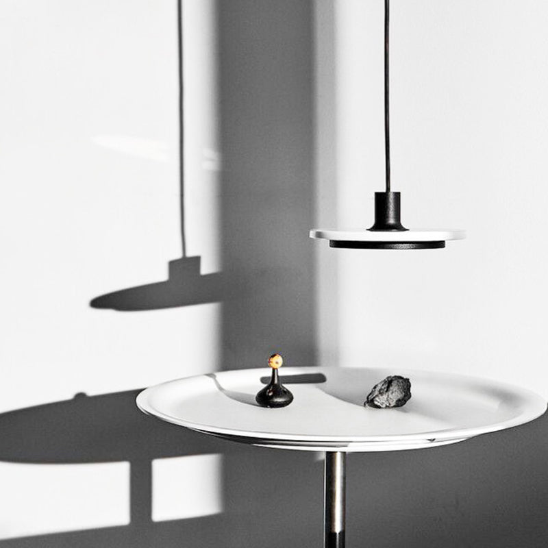 Disk Shape Metal Ceiling Pendant Fixture Modern LED Gold/Black Hanging Lighting Kit for Bedroom