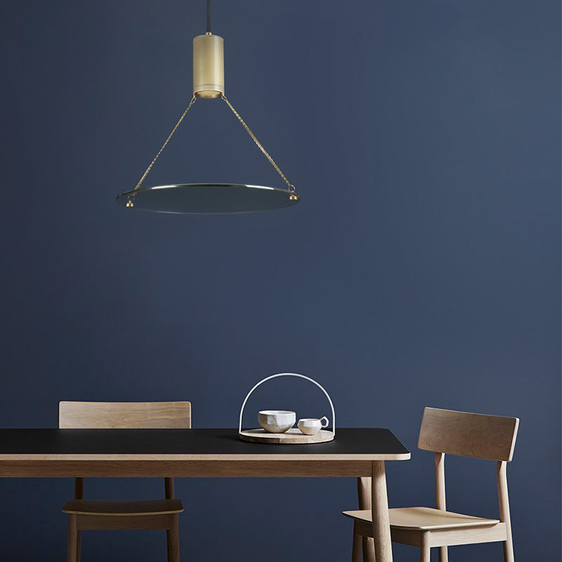 Simplicidad Cilindro colgante Techo de techo Led comedor Drop colgante en luz cálida/natural con disco de vidrio templado