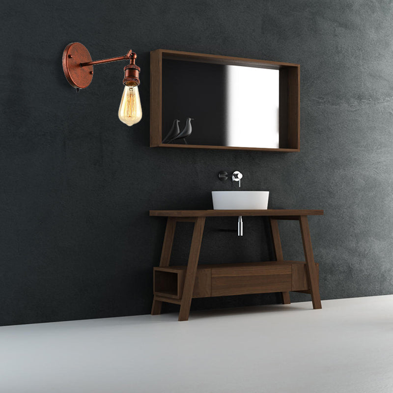 Estilo rústico Circular Backplate Pared Donce 1 Head Metal Wall Lighting en cobre para baño