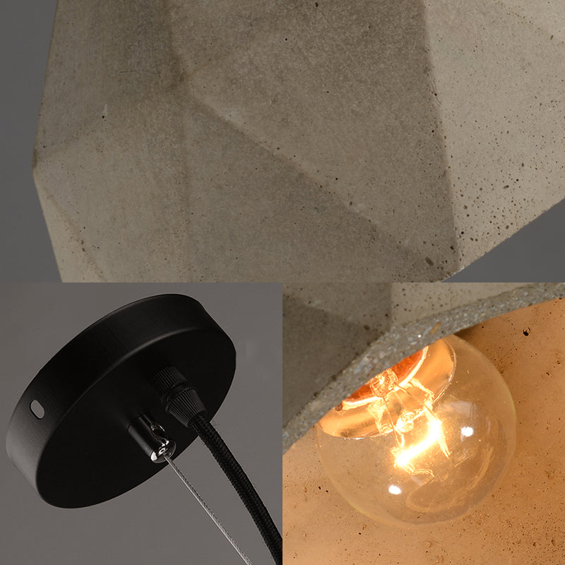 Schüssel/Zylinder/Semi -Kreis Zement Anhänger Lampe Vintage 1 Leichter Esszimmer Hängende Leuchte in Grau