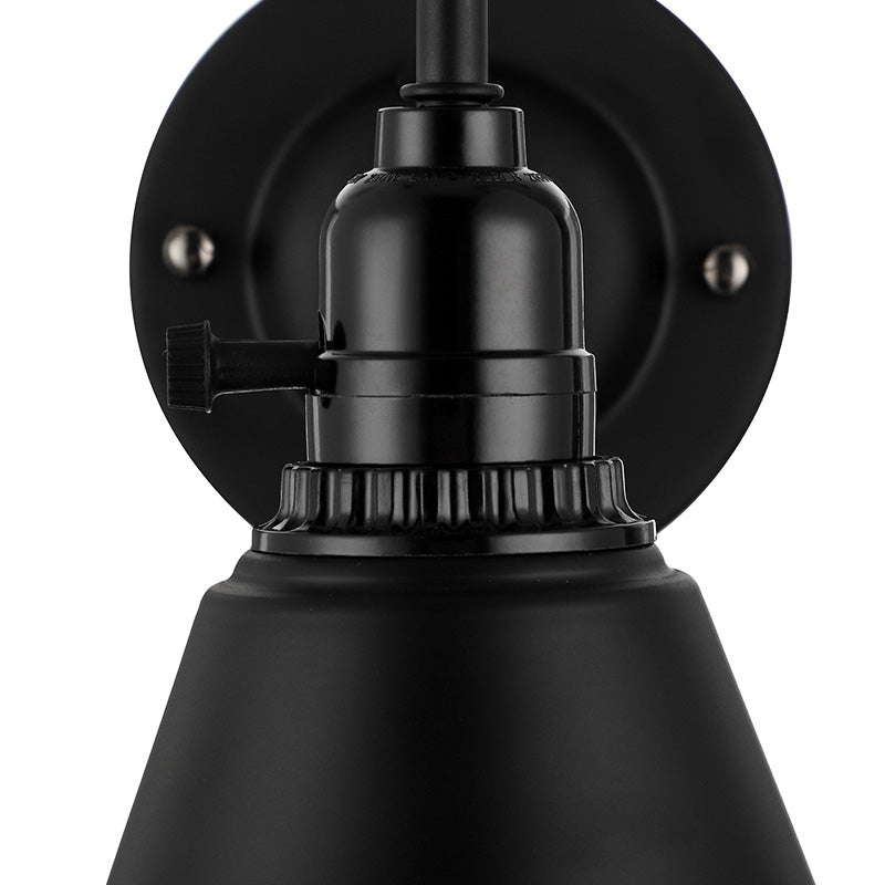 1 Éclairage mural à col de cygne de tête avec ombre conique Chercheur Black Metal Light pour la salle à manger