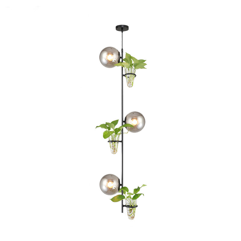 SPHERICA FLUSTER CLUSTANTE PENDANTE ANTICO ANTICO 3 TESTI SOGGIORI LIGHITTO LED in nero in nero/oro con latte bianco/fumo Grigio Glass Ombra