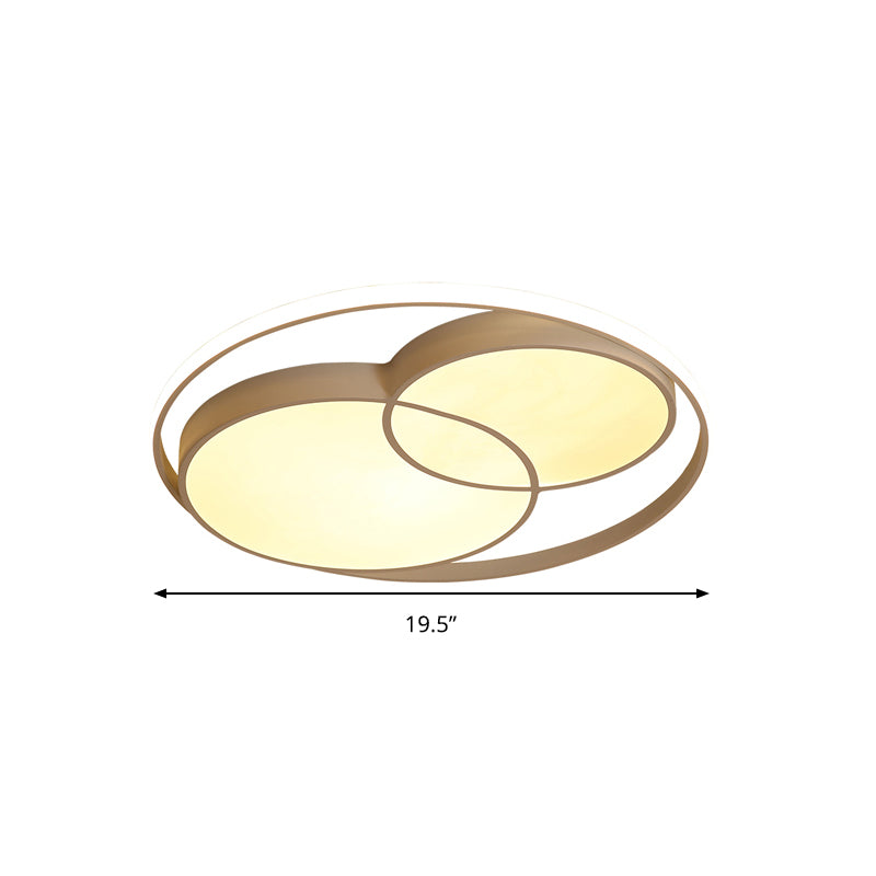 2 Crossed Circle Ceiling Flush Mount Modern Metal Black/White Integrated LED Bedroom Flush Mount Lighting in Warm/White