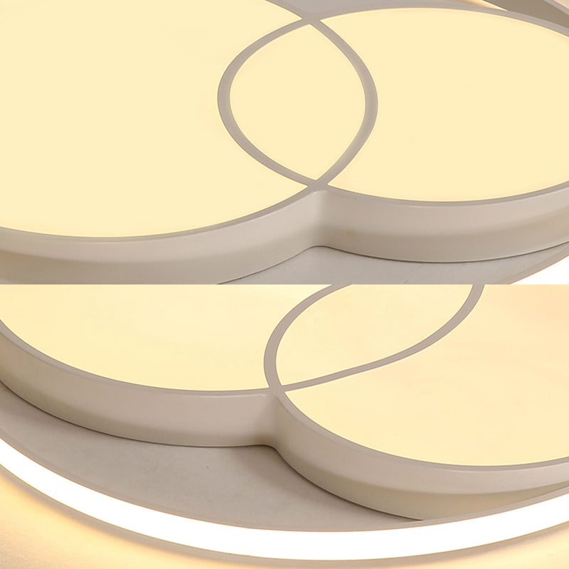 2 Crossed Circle Ceiling Flush Mount Modern Metal Black/White Integrated LED Bedroom Flush Mount Lighting in Warm/White
