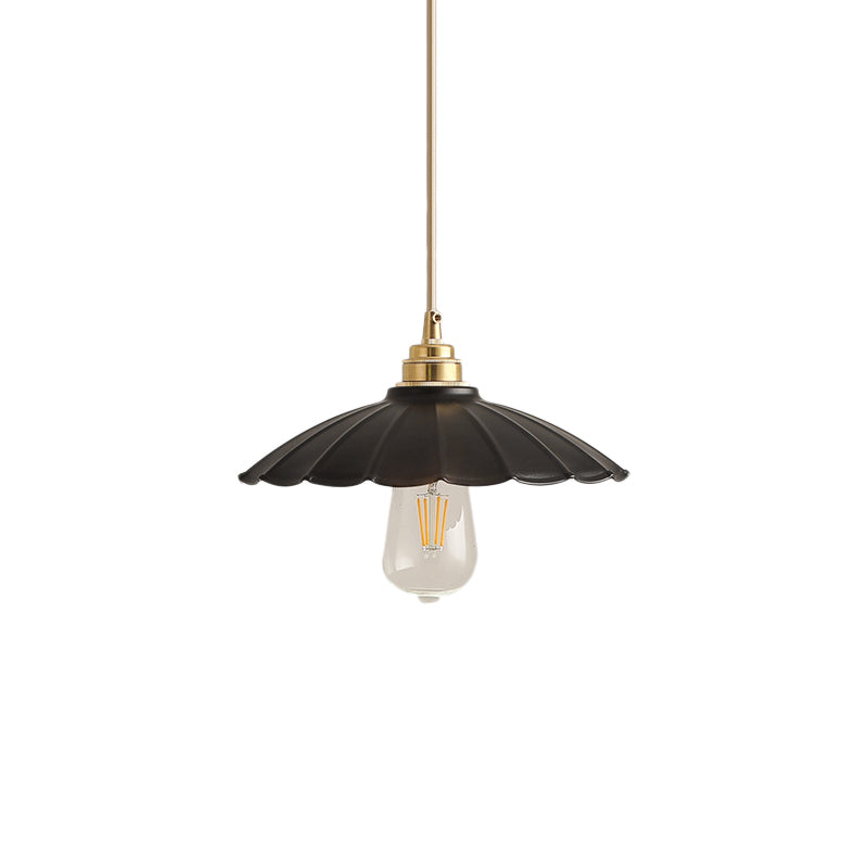 1 Bulb Pendant Lighting Fixture Industrial Flared Black/White Finish Metal Hanging Ceiling Lamp