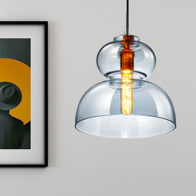 Blu azzurro azzurro azzurro e vetro cognac contemporaneo 1 Bulb Restaurant Aione, larghe 10 "/11"