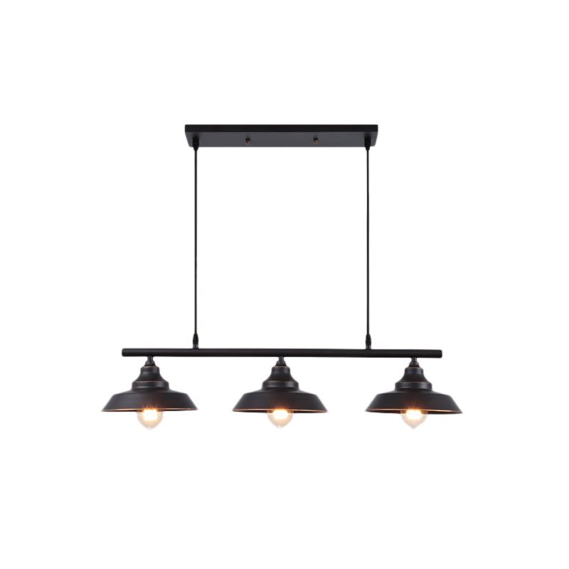 Barn Shade Dining Room Island Chandelier Industrial Metal 3 Bulbs Black Hanging Light Fixture