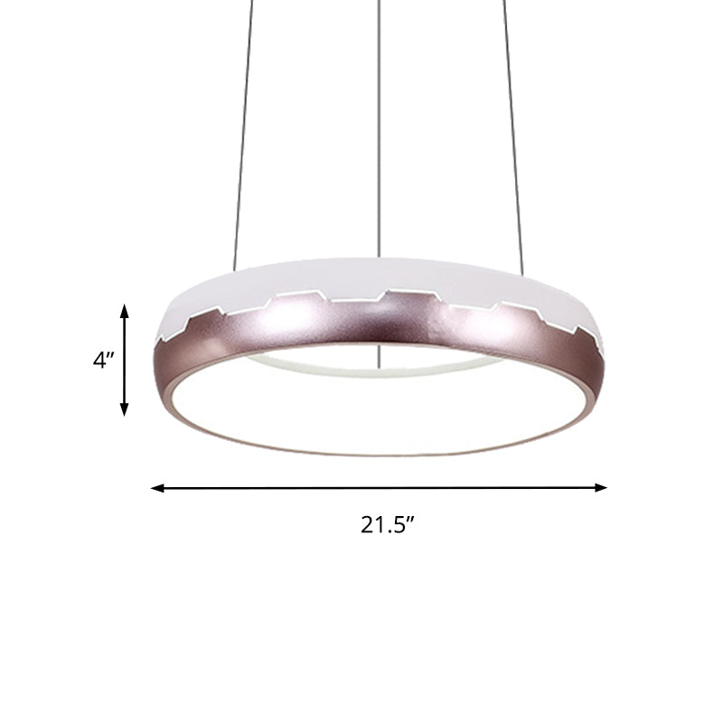 Iluminación de suspensión del anillo de oro rosa Kit de luz colgante de metal LED moderno con luz blanca/cálida, 18 "/21.5" de ancho