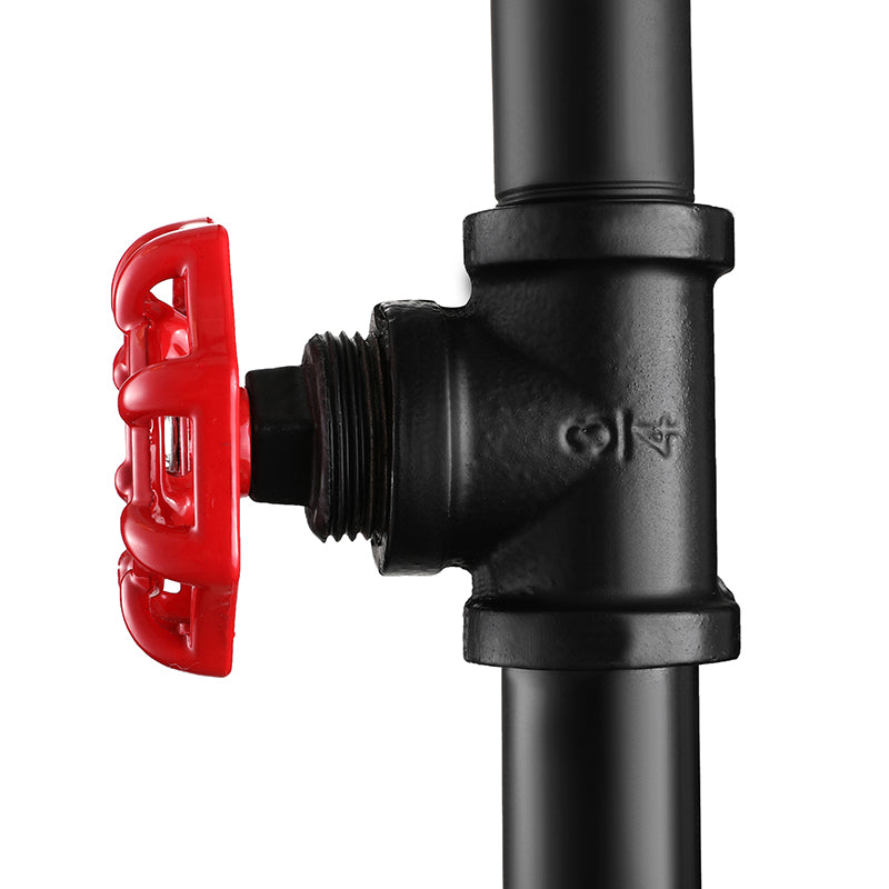 Pipa de agua negra iluminación de montaje en la pared antiguo metal industrial 1 bulbo de comedor Luz con válvula