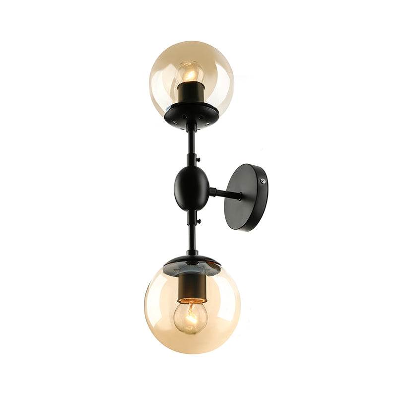 Aparte negro de 2 luces Ligero industrial Amber Glibe Globe Shade Fixture para sala de estar