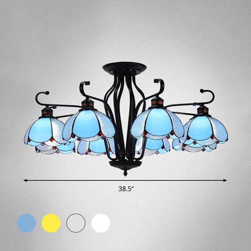 Black SmaswoPed Hanging Chandelier barocco 6/8 Luci kit di luce in vetro bianco/giallo/blu per soggiorno