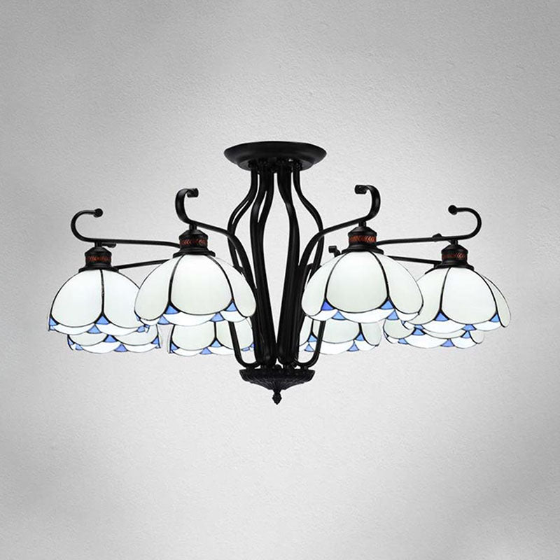 Black SmaswoPed Hanging Chandelier barocco 6/8 Luci kit di luce in vetro bianco/giallo/blu per soggiorno