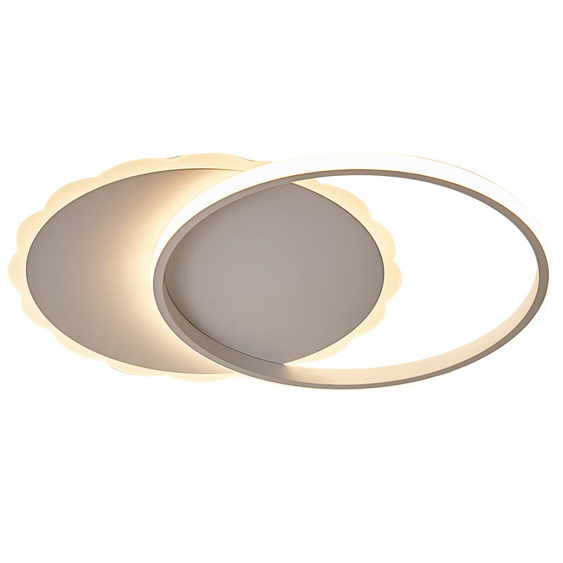 Moon Semi Flush Light Modern Acrylic LED White/Coffee Brown Ceiling Light Fixture in Warm/White/Natural Light