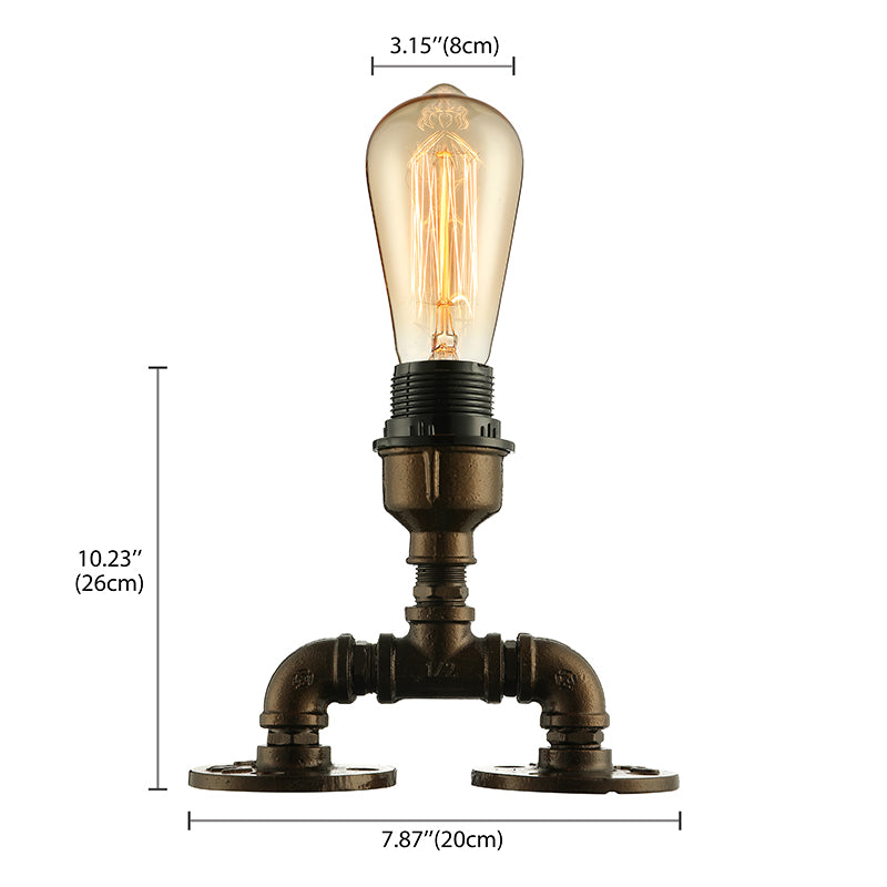 Illuminazione da tavolo a vista industriale con design del tubo 1 testa metallica in piedi in nero in nero per caffetteria