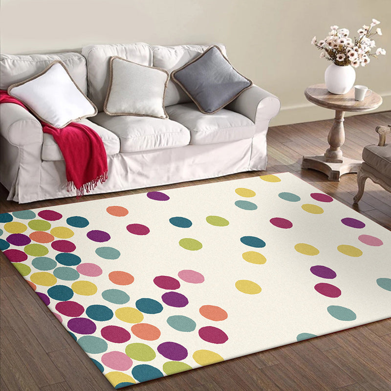 Contemporary Modern Rug in Ivory Polka Dots Pattern Rug Polyester
Non-Slip Carpet for Home Decoration