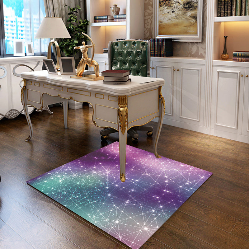 Simple Modern Rug in Purple Outer Space Star Geometry Pattern Rug Polyester Stain-Resistant Carpet for Home Decoration